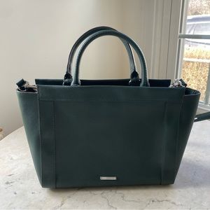 rebecca minkoff dark green leather satchel